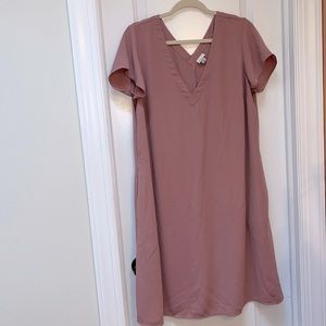 A new day, short sleeve V-neck shirt dress